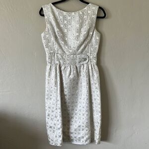 Vintage 1960’s Elinor Gay Lamé Silver / White Dress
